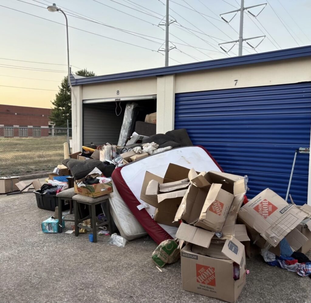 a storage garage with boxes and boxes